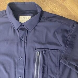 Gillz Fishing Shirt Mens Large Navy Blue Short Sleeve Outdoor Vented Breathable